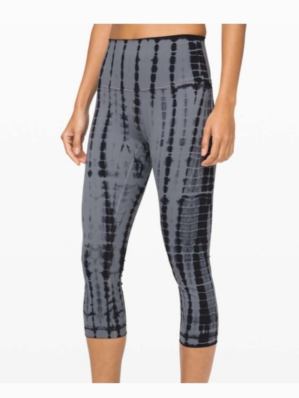 Lululemon Wonder Under Cropped Leggings Vert Shibori Magnet Gray Black 6